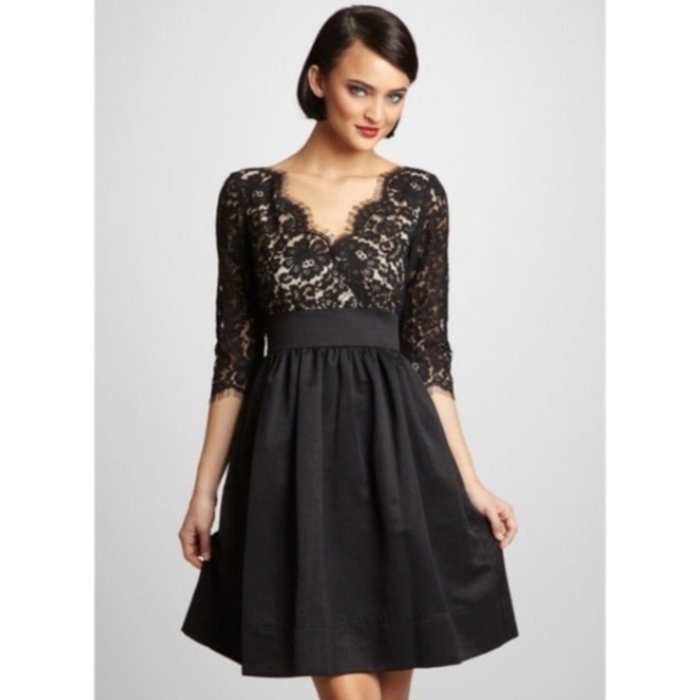 Eliza J, Lace & Faille Black Dress, Sz 10